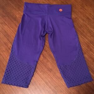 Hotdrop Apparel Crop Fishnet Perforated Yoga Leggings Purple Small